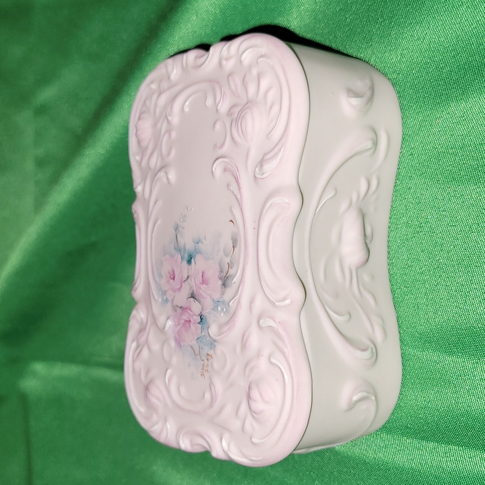 Vintage Dresser Dish Porcelain Vanity or Boudoir Delicate Flowers Hand Painted